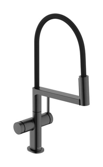 Drezová batéria Hansgrohe Talis Select M54 PowderSpray s otočným ramienkom, 2 prúdy kartáčovaný čierny chróm 72813340
