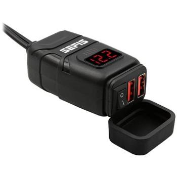 M-Style UN10 2× USB nabíjačka/zásuvka s voltmetrom moto batérie (5049-MS-192007)