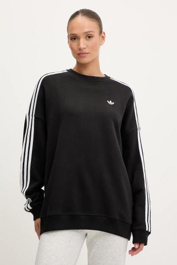 Bavlnená mikina adidas Originals 3-Stripes čierna farba, s nášivkou, JX5285