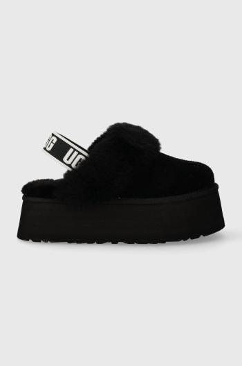 Semišové papuče UGG W Funkette čierna farba, 1113474 BLK