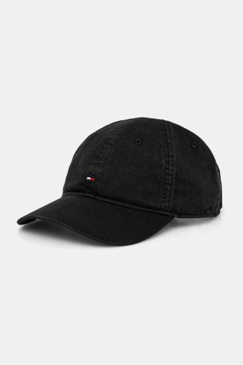 Bavlnená šiltovka Tommy Hilfiger čierna farba, jednofarebná, AM0AM13159