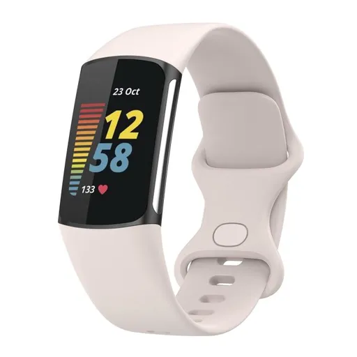 SILICONE Vymeniteľný remienok pre Fitbit Charge 6 / Charge 5 MOON WHITE
