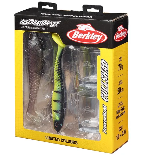 Berkley darčekový set gumových nástrah a panákov powerbait celebration set cullshad shallow 20 cm 79 g limited edition