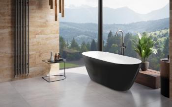 BESCO Volně stojící vana MOYA černá lesklá / bílá Barva Černá lesklá / bílá, Barva sifonu Černá, Rozměr vany 160 × 68  VANMOYA160BCBWL