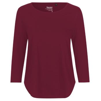 Neutral Dámske tričko s 3/4 rukávmi z organickej Fairtrade bavlny - Bordeaux | XL