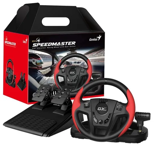 Genius GX Gaming SpeedMaster, Volant, pedále, radiaca páka, pre PC, PS3, PS4, USB, vibrácie, čierno-červený