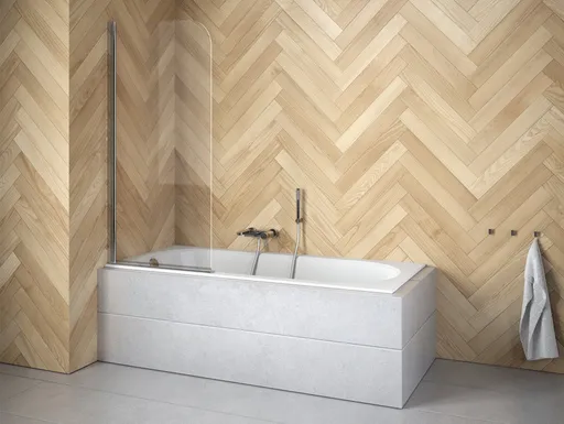 BESCO - Vaňová zástena PRIME 1 - FARBA rámu - Chróm / Leštený hliník (ALU), Rozmer A - 70 cm, Smer zatvárania - Univerzálne Ľavé / Pravé, Výplň - Číre bezpečnostné sklo - 5 mm BCPRIM70CC