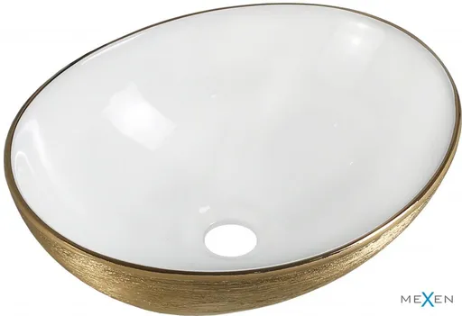 MEXEN - Elza umývadlo na dosku 40 x 33, biela/zlato dekor 21014017