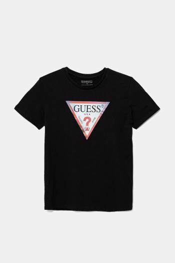 Detské bavlnené tričko Guess čierna farba, s potlačou, L5GI26 K8HM4