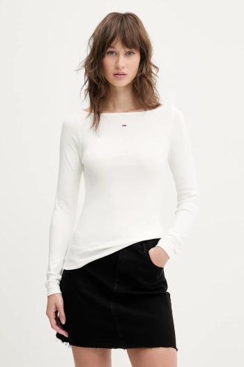 Tričko s dlhým rukávom Tommy Jeans biela farba, DW0DW21350