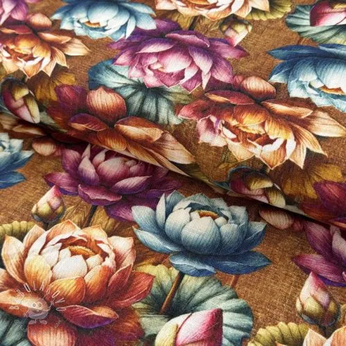 Viskóza s ľanom Marigold design C digital print