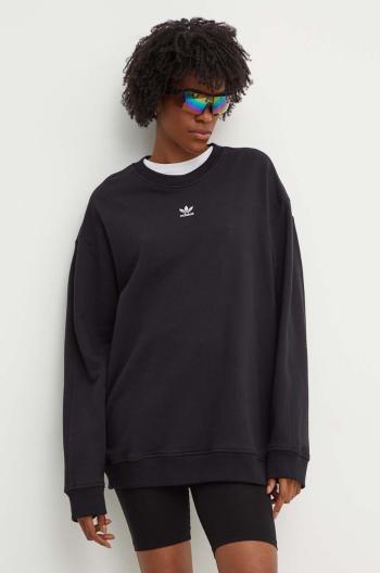 Bavlnená mikina adidas Originals Essential dámska, čierna farba, jednofarebná, IY9630
