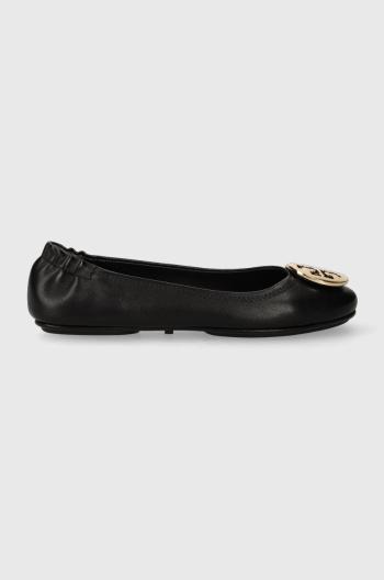 Kožené balerínky Tory Burch MINNIE TRAVEL BALLET čierna farba, 50393-013