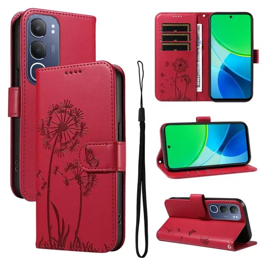 ART DANDELION Peňaženkové puzdro pre Vivo Y19s červené