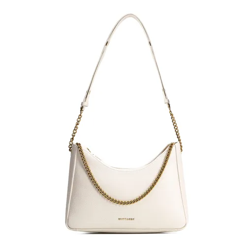 Dámska bagetová kožená kabelka krémová 100-4E-606-0