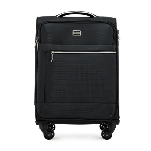 Malý mäkký kufor s lesklým predným zipsom 56-3S-851-10