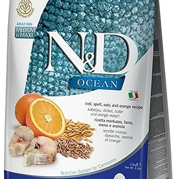 N&D grain free pumpkin dog adult M/L codfish & orange 2,5 kg (8010276036629)