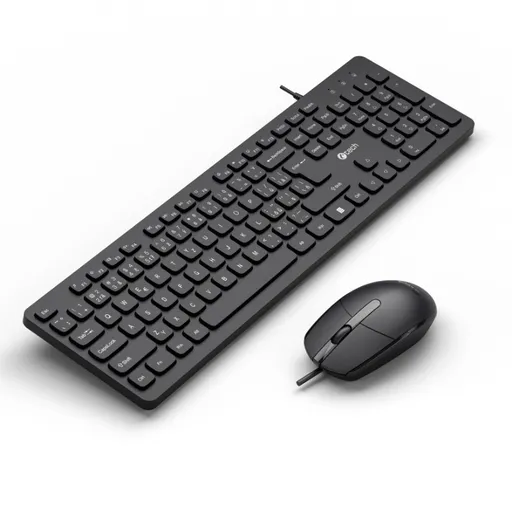 Klávesnice C-TECH KBM-105, drátový combo set s myší, USB, CZ/SK