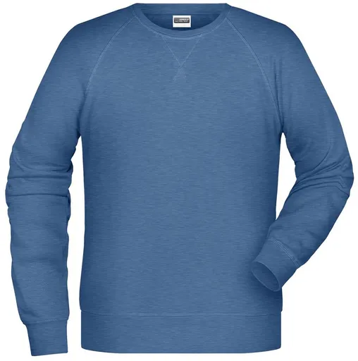 James & Nicholson (Daiber) Pánska mikina bez kapucne z biobavlny 8022 - Svetlý džínsový melír | L