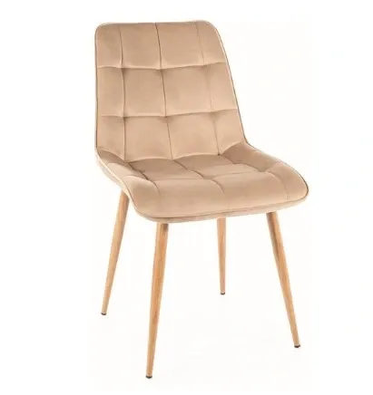 Signal Jedálenská stolička CHIC D VELVET | drevené nohy Farba: Béžová / Bluvel 28