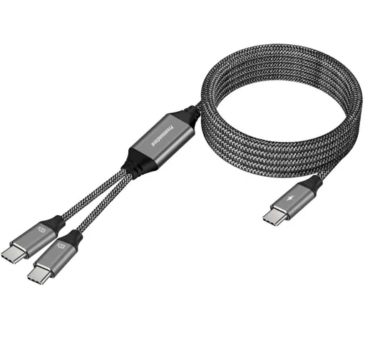 PREMIUMCORD Nabíjací kábel USB-C, 2xUSB-C na USB-C, 100W, 1m, čierna