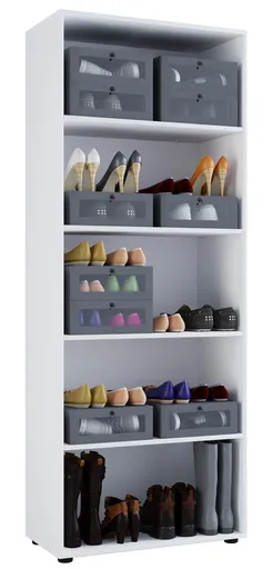 VCM Botník Vandol I bez dveří a 5 polic, bílý