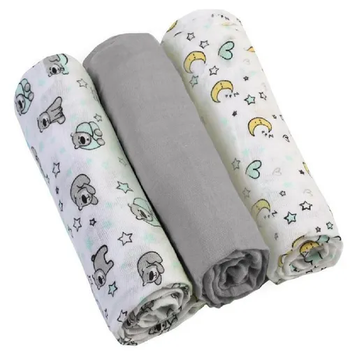 BABYONO Plienky mušelínové Super soft sivé 3 ks