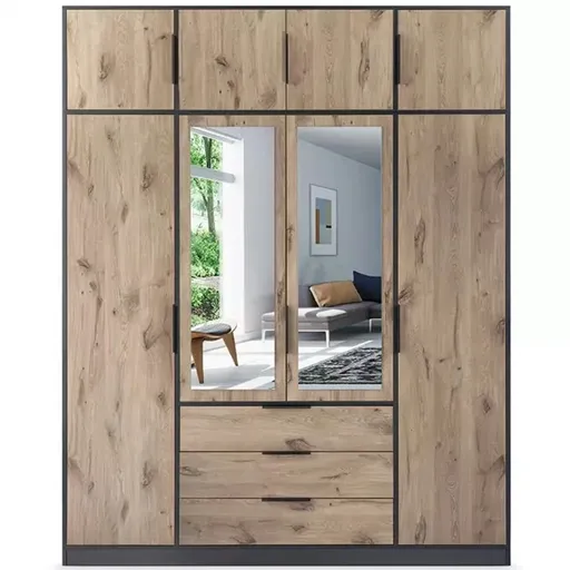 ArtStol Šatníková skriňa s nadstavcom LATI D4 | čierna/dub viking