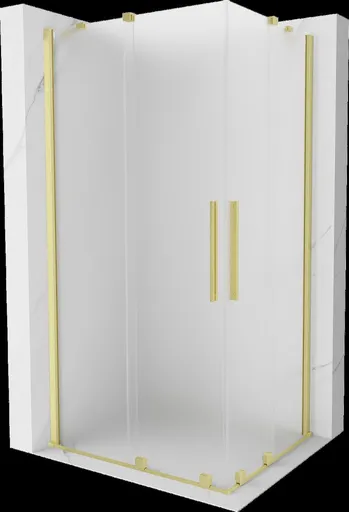 MEXEN/S - Velar Duo sprchovací kút, posuvné dvere 100 x 90, dekor, zlato kartáčovaná 871-100-090-32-55