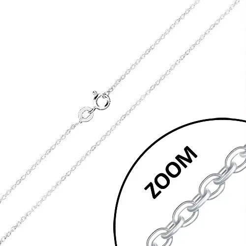 Retiazka zo striebra 925 - kolmo napájané oválne očká, lesklé hrany, 1,3 mm