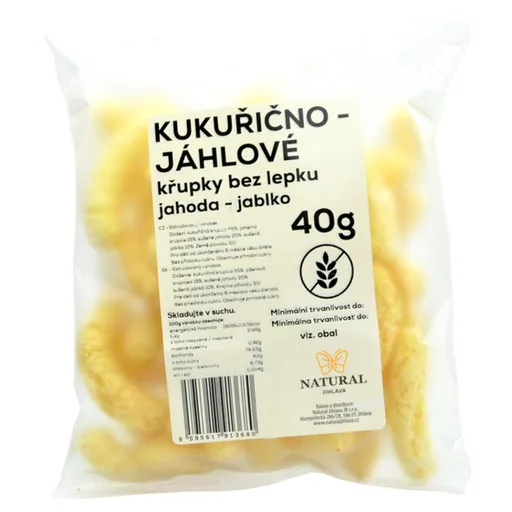 NATURAL JIHLAVA Kukurično-pšenové chrumky jahoda jablko bez lepku natural 40 g