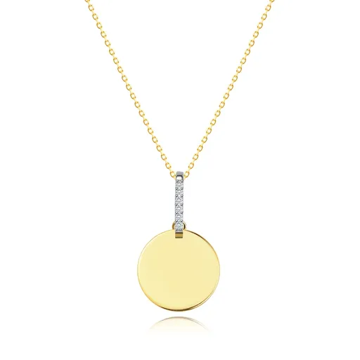 Náhrdelník v kombinovanom 14K zlate - plochý kruh, očko s briliantmi