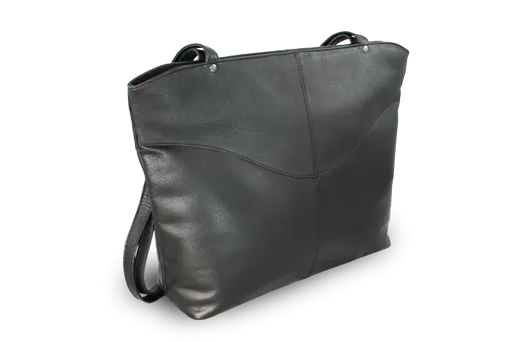 Čierna kožená zipsová kabelka s dvoma popruhmi 212-2018-60