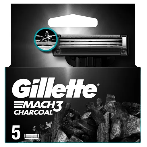 GILLETTE Mach3 Náhradná hlavica Charcoal 5 kusov