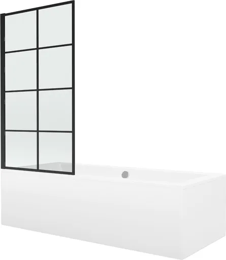 MEXEN/S - Cube obdĺžniková vaňa 170 x 80 cm s panelom + vaňová zástena 70, čierna vzor fix 550517080X9307007077