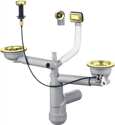 DEANTE - Sifón zlato - Náhradná sifónová sada, 1.5 - and 2 - bowl ZXY_Z912