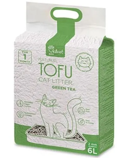 Podstielka pre mačky Velvet Paw Tofu s extraktom zo zeleného čaju 6L