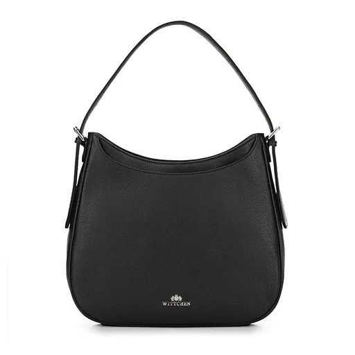 Kožený vak s otvoreným vreckom čierno-strieborný 99-4E-027-1S