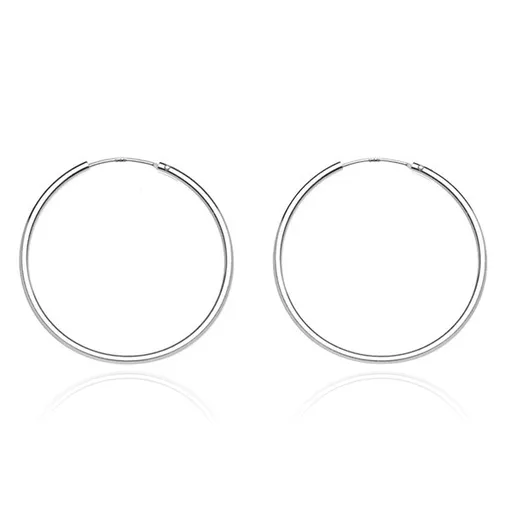 Kruhové náušnice zo striebra 925 - úzky, hladký dizajn, 20 mm