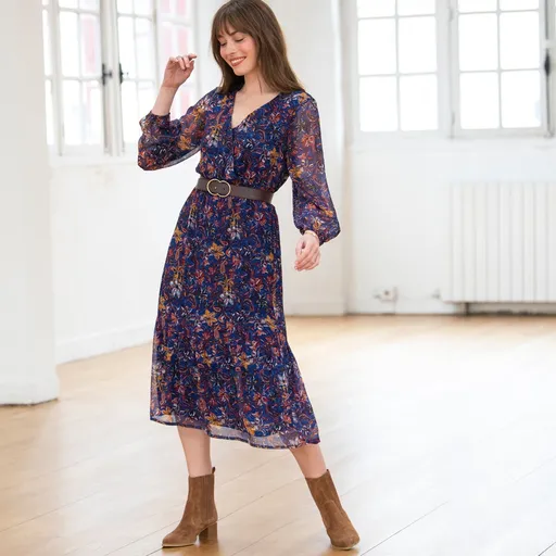 Dlhé šaty s prekrížením a potlačou