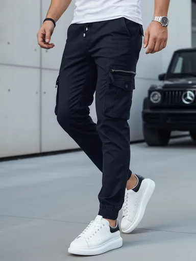 Pánske tmavomodré cargo nohavice Dstreet UX4181