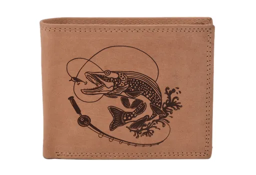 Pánska peňaženka MERCUCIO natural vzor 7 šťuka s udicou 2911911