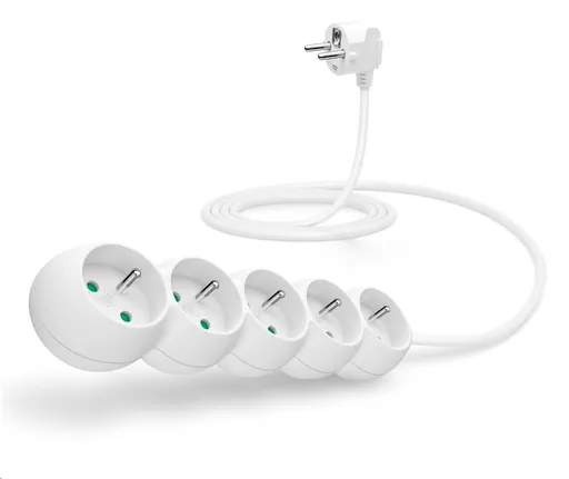 CONNECT IT predlžovací kábel 230V, 5 zásuviek, 2 m, bez vypínača (biely)