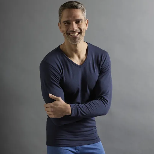 Súprava 2 tričiek Thermoperle® s výstrihom do V a dlhými rukávmi, stredne hrejivé