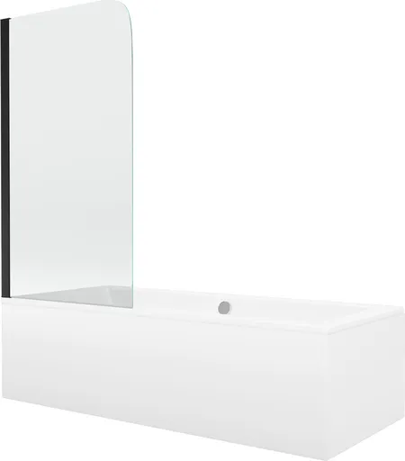 MEXEN/S - Cube obdĺžniková vaňa 170 x 80 cm s panelom + vaňová zástena 70, transparent, čierna 550517080X9007017000