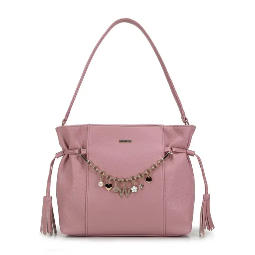 Vak z ekokože s bižutérnym detailom ružová