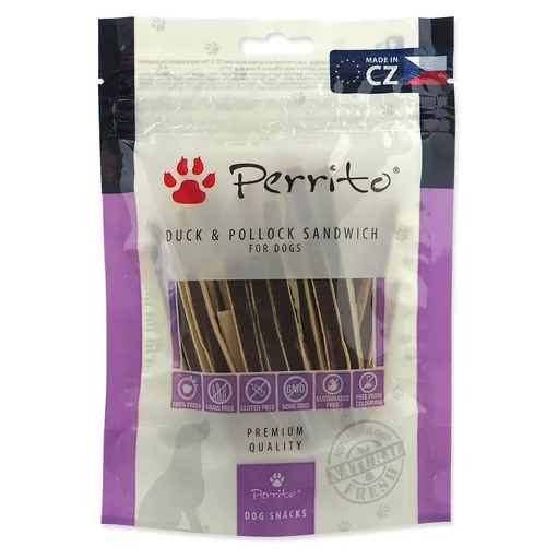 PERRITO Duck & pollock sandwich pochúťka pre psov 100 g