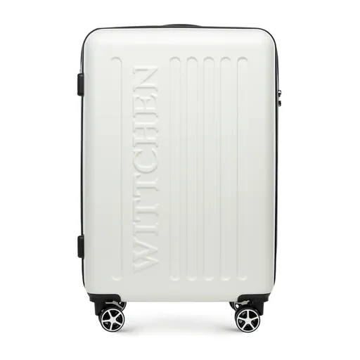 Stredný kufor z ABS s reliéfnym logom, biely 56-3A-502-89