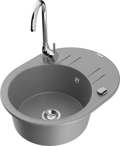 MEXEN/S MEXEN/S - Kevin granitový drez s odkvapkávačom vrátane batérie Telma, šedá 6517-71-670200-00