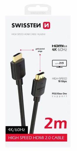 SWISSTEN KÁBEL HDMI NA HDMI 4K 60Hz 2,0 M PVC